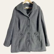 JM Collection Vintage Charcoal Gray Single Breasted Pea Coat Plus Size 3X