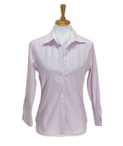 Brooks Brothers Striped 3/4 Sleeve Dress Shirt Purple Size 4 Preppy Quiet Luxury