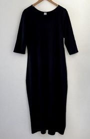 Peruvian Connection Dress Womens Large Black Pima Cotton Lagenlook Capsule