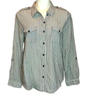 Gray and White Dumas Button Down Shirt  - Size Medium