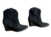 Aquatalia Black Suede Wedged Ankle Boot Bootie 6.5