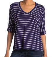 NEW Melloday Stripe Dolman Sleeve Navy White Knit Top XS