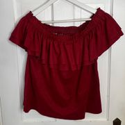 Young, Fabulous & Broke Red Faux Suede Off the Shoulder Top Size M