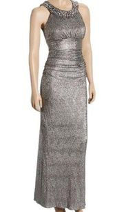 R&M Richards Womens NEW Silver Embellished Glitter Sleeveless Yoke Gown 22W