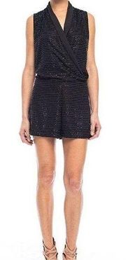 BLACK BEADED SURPLICE  COCKTAIL GABBY ROMPER