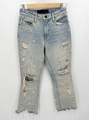 Denim X Alexander Wang Jeans Women 25 Blue Light Wash Denim Grind Distressed