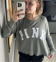 PINK: Gray Thermal Crop Top