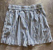 J. Crew Shorts Blue White Coastal Stripes Elastic Waist Medium