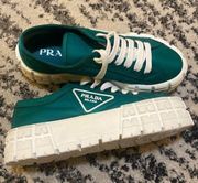 Prada Women's Green Lug-sole Platform Sneakers size 36.5