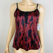 Everlast Red Black Abstract Print Meteorite Yoga Tank Top Polyester Women's M