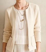 Rosie Neira Women’s Geo Diamond Knit Full Zip Jacket Cream Medium