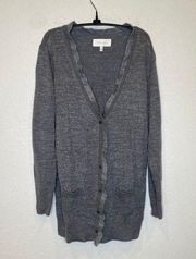 Victoria’s Secret Gray & Metallic Silver Long Sleeve Cardigan EUC Sz Lg Cashmere