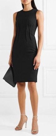 NWT Akris 100% Lamb Leather Sleeveless Pencil Knee Length Dress Black 4 $3990