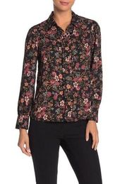 Pleione Floral Ruffle Placket Button Down Top