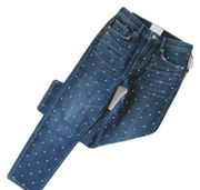 NWT Current/Elliott Vintage Cropped Slim in Night Rider Studded Jeans 26