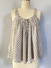 KOCH Swing Tank 100% Linen‎ Stripe Natural and Grey Medium