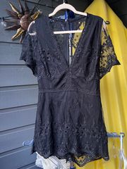 Boho Black lace romper