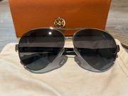 Silver And Black Aviator Sunglasses