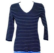 Philosophy Republic Clothing Blend V Neck Striped Navy Blue Cardigan Sweater XL