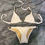 Vitamin A Swim Luxe Link Two-Piece Bikini Reversible Beige and Gold Size 4/P