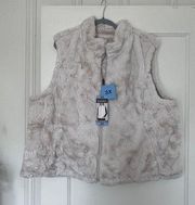 Ladies' Ivory Cream Faux Fur Full Zip Up Reversible Vest 3X