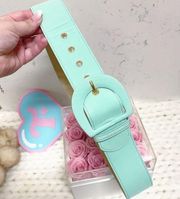 Authentic Emilio Pucci RARE Vintage Tiffany Blue Canvas & Leather Belt