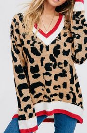 Leopard V-Neck Oversize Sweater