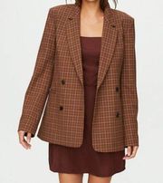 Sunday Best Aritzia Balt Blazer In Plaid Chocolate Brown Medium