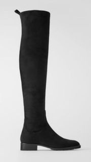 thigh knee high tall flat black suede boots 38 / 7.5