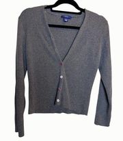 J. Crew Ribbed Stretch Asymmetrical Grey Sweater Large Cardigan