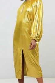 ASOS NWT  yellow gold velvet maxi dress