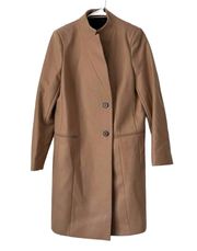 ALL SAINTS Sidney Italian Wool Button Coat in Camel Brown Sz 8 US