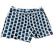 CYNTHIA ROWLEY Blue White Geometric Shorts w/Pockets Size 6