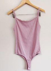 Active USA Lilac Lace Trim Ribbed Bodysuit women's size large