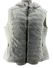 KUHL Spyfire Down Vest Off White Hooded Full Zip Women's Size Xlarge