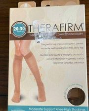 THERAFIRM Women's Sheer Knee Highs with Moderate 20-30mmHG Compression Large