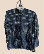 Diane Von Furstenberg Long Sleeve Collar Button-Down Shirt Black