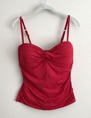 Tommy Bahama Womens Tankini Twisted Front Rouched Swimsuit Top Size M Red