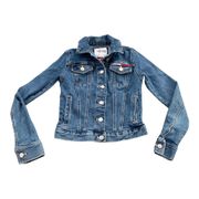 Tommy Hilfiger SPELLOUT Logo Denim Jean Jacket Button Up Classic Streetwear XXS