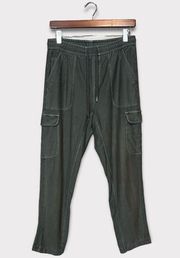 ATHLETA Farallon Cargo Crop Pants Size 4 Cypress Green Pull on Pants Drawstring