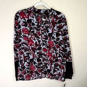 DKNY Donna Karan Womens Blouse Size M 100% Silk Designer Boho Preppy Flowy NWT