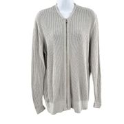 AllSaints Fellan Zip Up Sweater Open Knit Cardigan Grey Medium