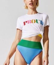 Beach Riot Proud Glitter Screen Print Cropped T shirt Medium New retail $98