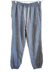 Gap  Gray Grey White Striped Pajama Pants Pockets Flannel Jogger Style Size Small