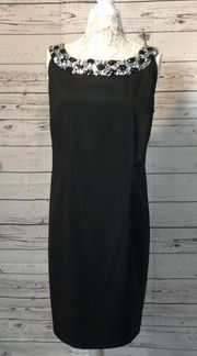 Dressbarn Collection Black Jeweled Neckline Little Black Cocktail Dress size 18