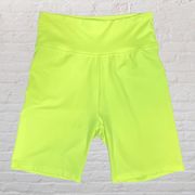 Women's Small Neon Yellow Biker Shorts Stretch Barbie 7" Inseam