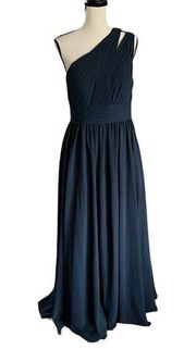 AZAZIE two strap, one shoulder twilight blue top evening gown, dress, size A 10