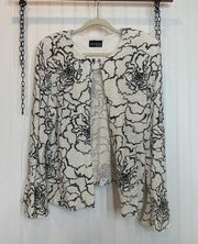 Xscape by Lawrence Kurtz White Black Beaded Sparkly Special Occasion Blazer XL