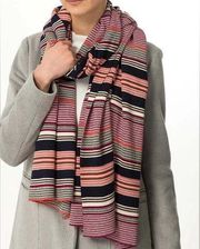 Gap Striped Silk Blend Shawl Scarf Very Berry Pink One Size