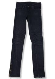 Dr. Denim Jeans Makers Size 29 27x30 Denise 101 Skinny Jeans Moto Ankle Zip Black Denim Pants 